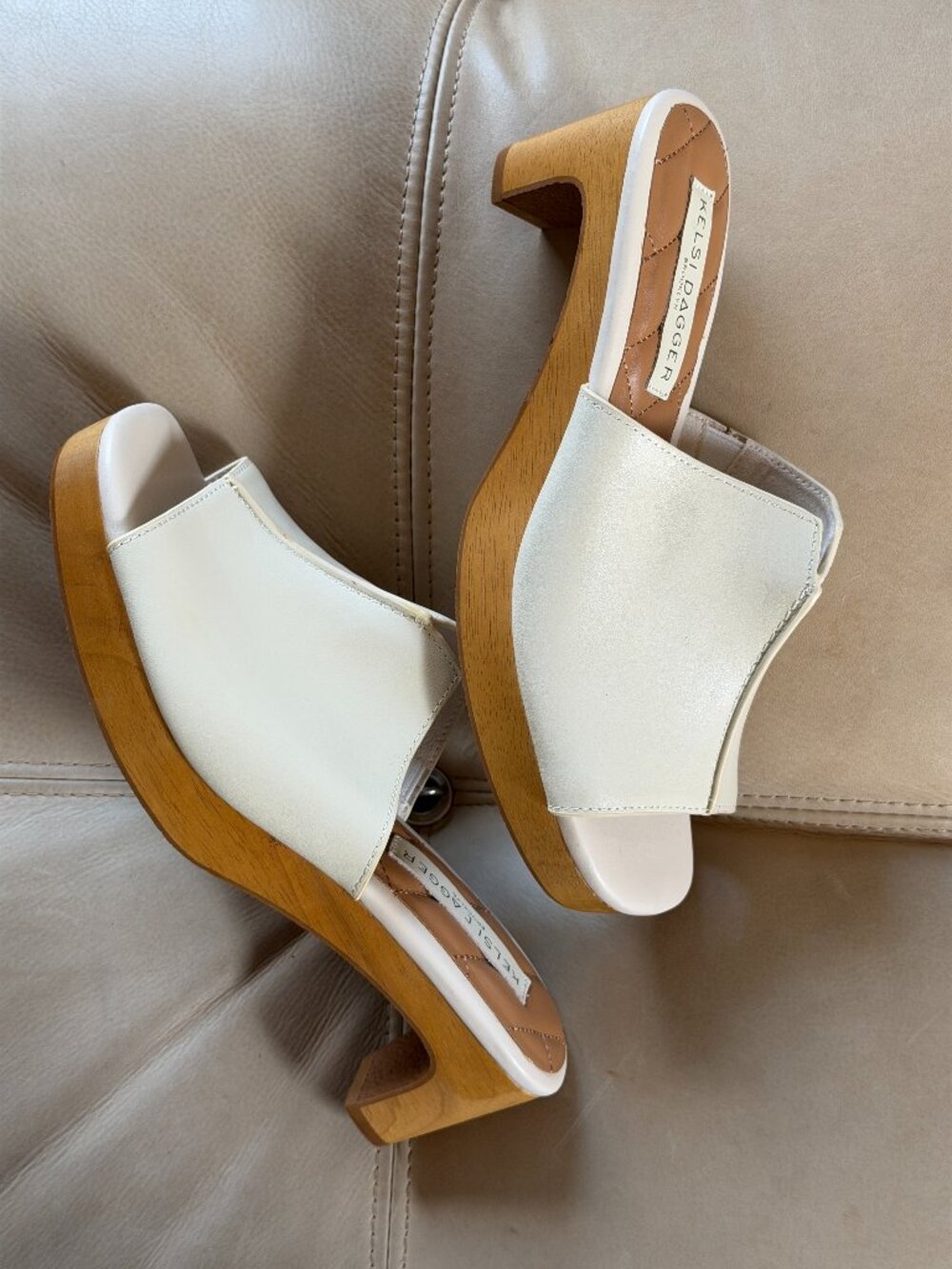 Kelsi Dagger | White Leather Kitten Heel